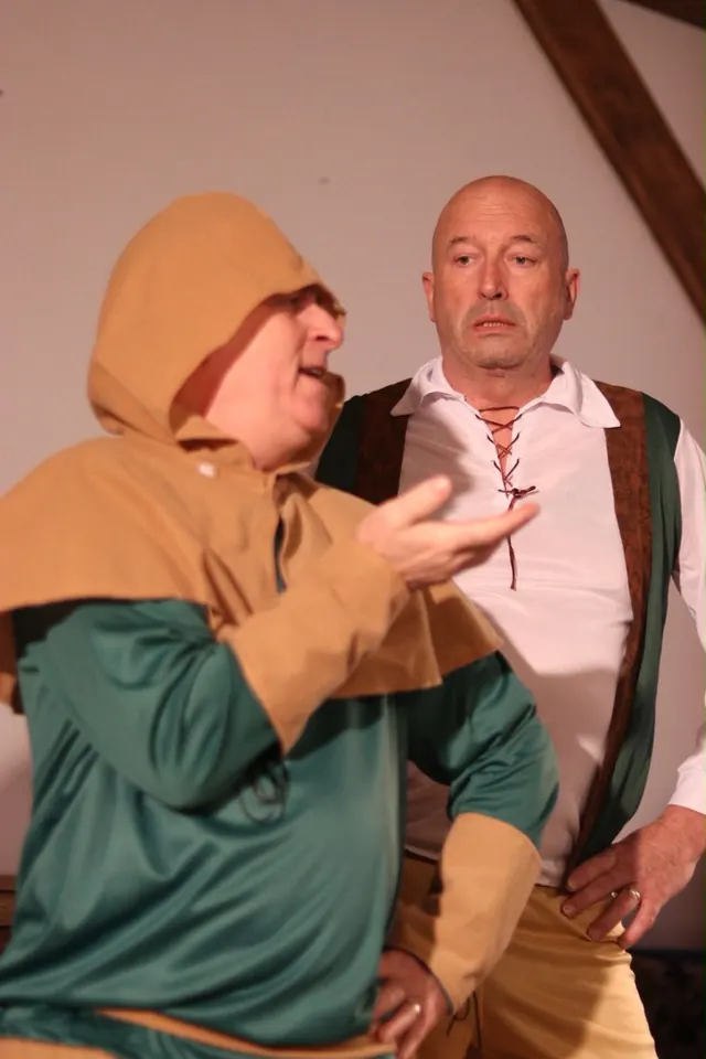 Two performers acting together in Robin Hood