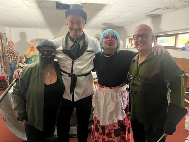 Robin Hood cast members together backstage